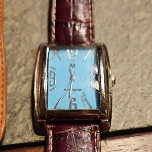 Metropolitan Men's Blue Dial With Gold Case and Brown Leather Strap Watch